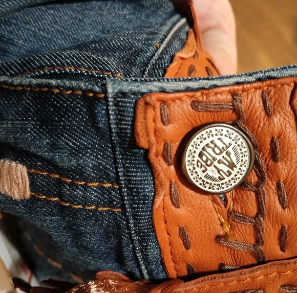NWT My Tribe Leather and Copper Western Bermuda Jean Shorts. - Picture 5 of 13